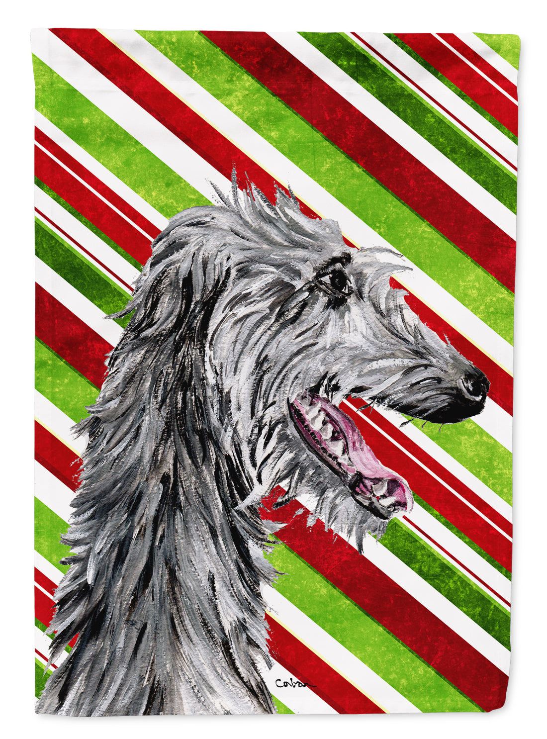 Scottish Deerhound Candy Cane Christmas Garden Flag Mailbox Decorative Yard Banner Outside Patio Artwork for Flower Beds, Garden Size, Multicolor