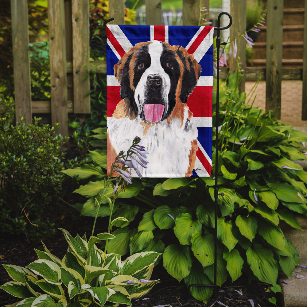 Saint Bernard with English Union Jack British Flag Garden Flag Mailbox Decorative Yard Banner Outside Patio Artwork for Flower Beds, Garden Size, Multicolor
