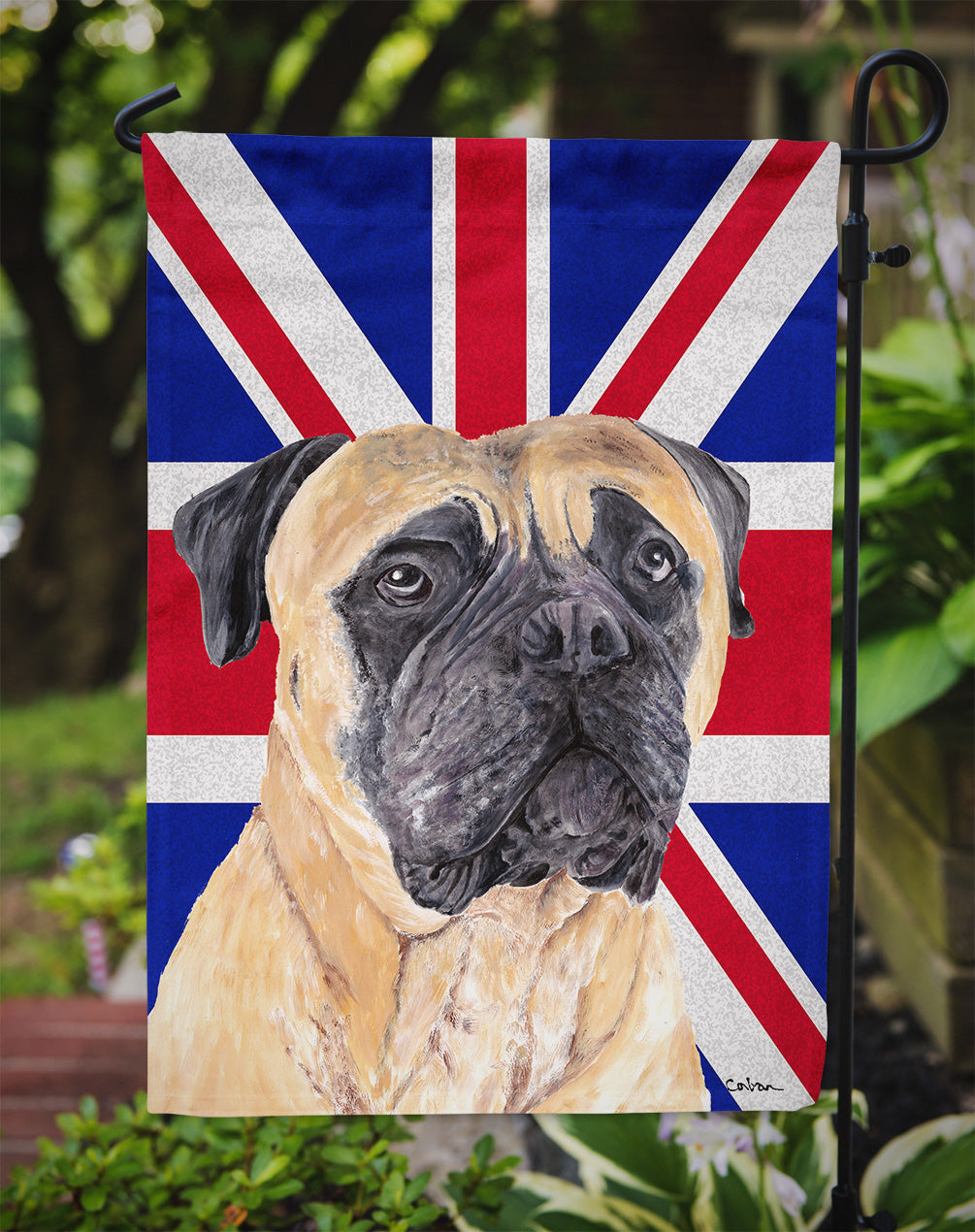 Mastiff with English Union Jack British Flag Garden Flag Mailbox Decorative Yard Banner Outside Patio Artwork for Flower Beds, Garden Size, Multicolor