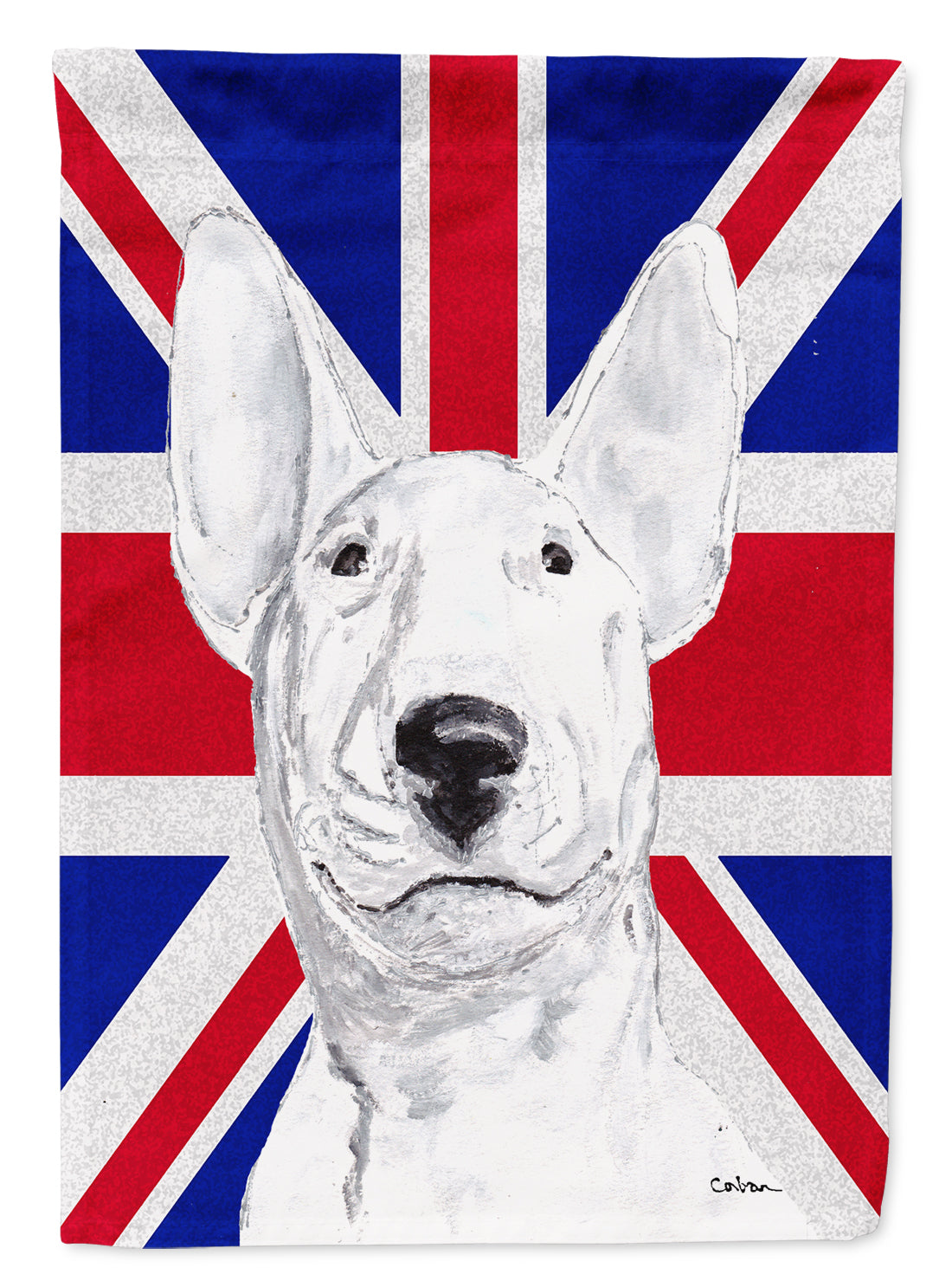 Bull Terrier with English Union Jack British Flag Garden Flag Mailbox Decorative Yard Banner Outside Patio Artwork for Flower Beds, Garden Size, Multicolor