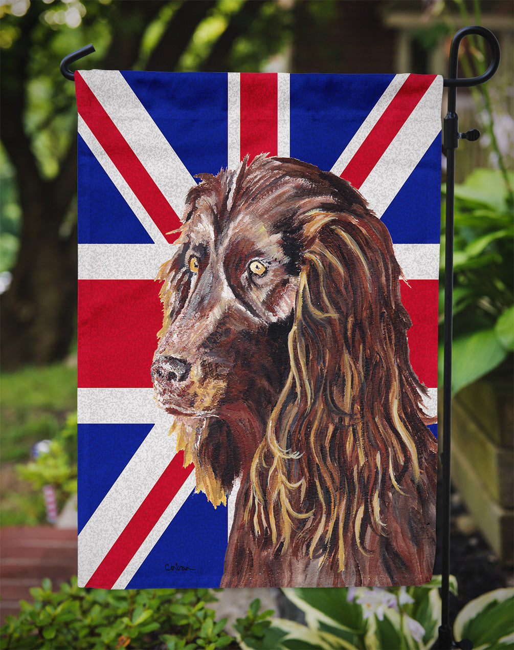 Boykin Spaniel with English Union Jack British Flag Garden Flag Mailbox Decorative Yard Banner Outside Patio Artwork for Flower Beds, Garden Size, Multicolor