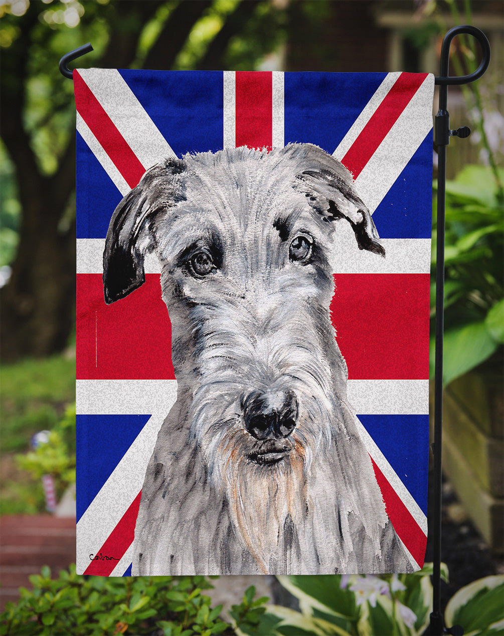 Scottish Deerhound with English Union Jack British Flag Garden Flag Mailbox Decorative Yard Banner Outside Patio Artwork for Flower Beds, Garden Size, Multicolor