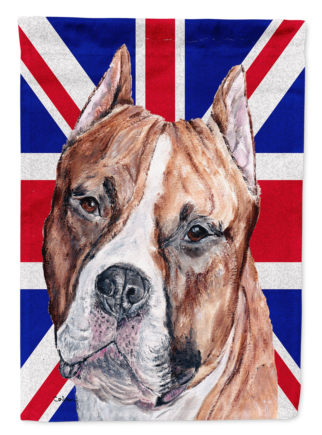 Staffordshire Bull Terrier Staffie with English Union Jack British Flag Garden Flag Mailbox Decorative Yard Banner Outside Patio Artwork for Flower Beds, Garden Size, Multicolor