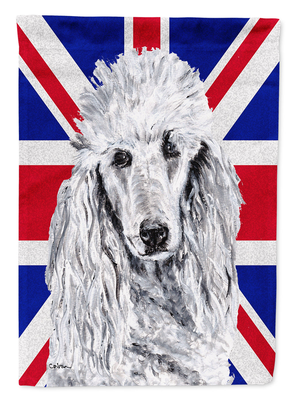 White Standard Poodle with English Union Jack British Flag Garden Flag Mailbox Decorative Yard Banner Outside Patio Artwork for Flower Beds, Garden Size, Multicolor