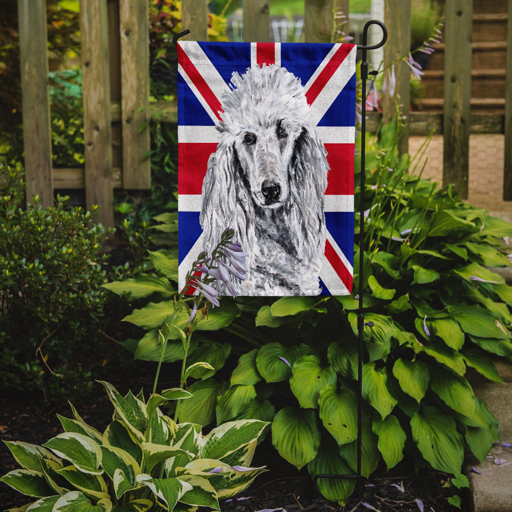 White Standard Poodle with English Union Jack British Flag Garden Flag Mailbox Decorative Yard Banner Outside Patio Artwork for Flower Beds, Garden Size, Multicolor