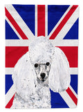 White Toy Poodle with English Union Jack British Flag Garden Flag Mailbox Decorative Yard Banner Outside Patio Artwork for Flower Beds, Garden Size, Multicolor