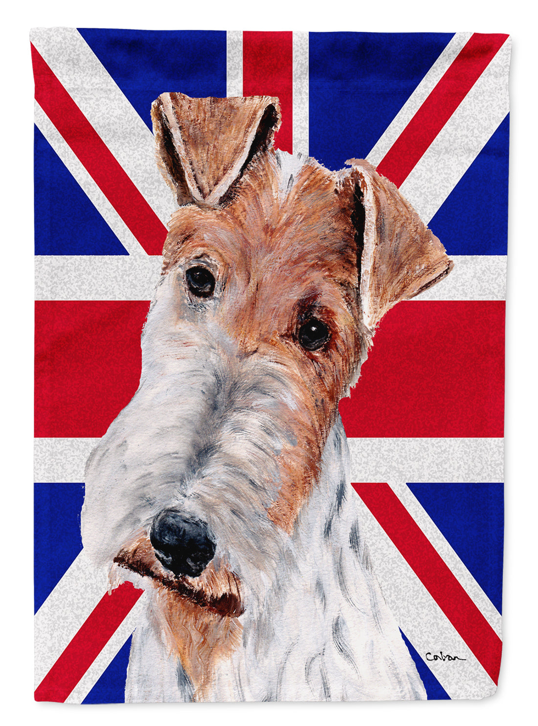 Wire Fox Terrier with English Union Jack British Flag Garden Flag Mailbox Decorative Yard Banner Outside Patio Artwork for Flower Beds, Garden Size, Multicolor