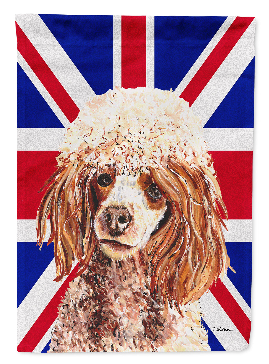 Red Miniature Poodle with English Union Jack British Flag Garden Flag Mailbox Decorative Yard Banner Outside Patio Artwork for Flower Beds, Garden Size, Multicolor