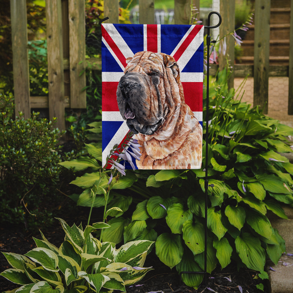 Shar Pei with English Union Jack British Flag Garden Flag Mailbox Decorative Yard Banner Outside Patio Artwork for Flower Beds, Garden Size, Multicolor