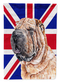 Shar Pei with English Union Jack British Flag Garden Flag Mailbox Decorative Yard Banner Outside Patio Artwork for Flower Beds, Garden Size, Multicolor