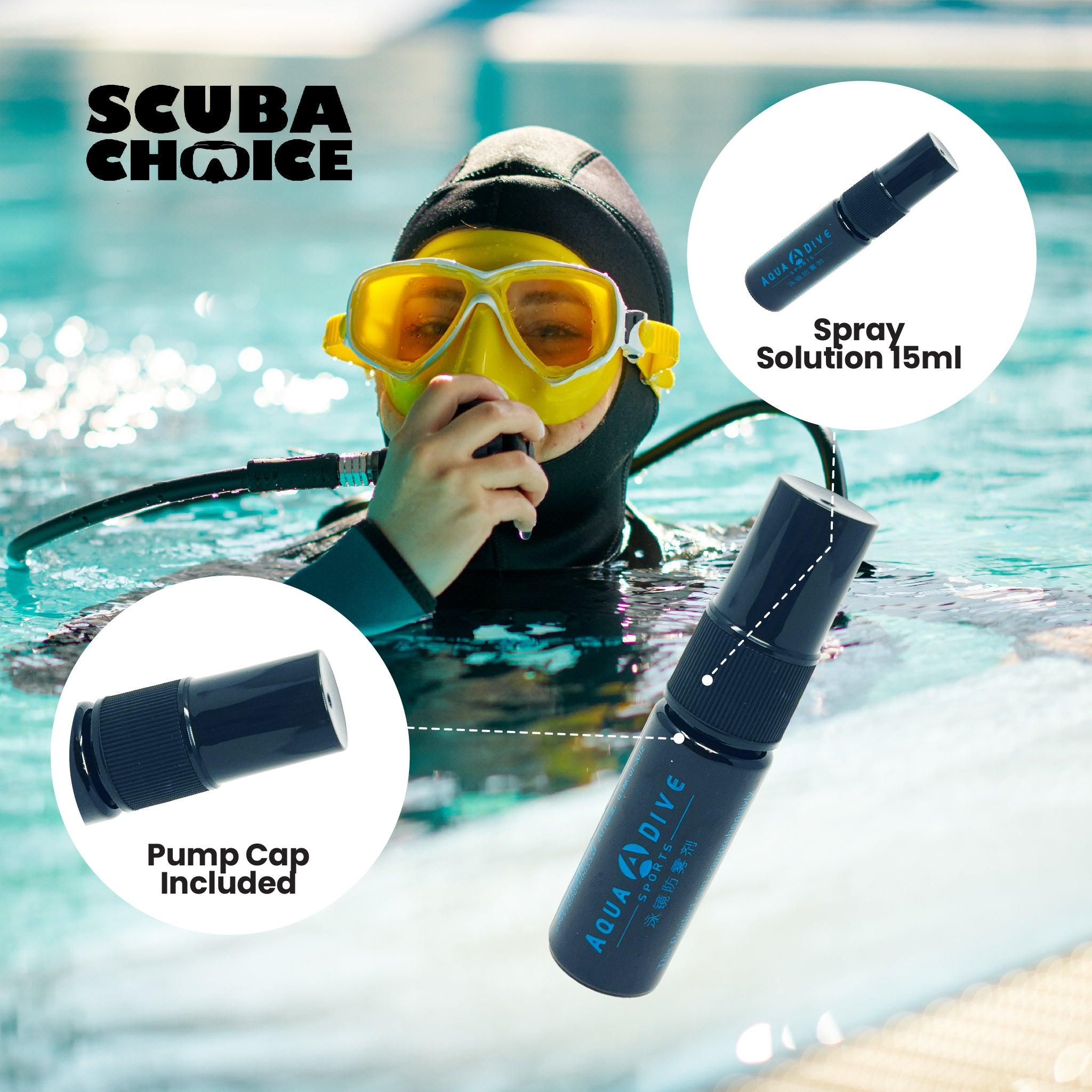 Aqua Dive Anti-Fog Solution Mask Goggle Defog Spray 15ml Assorted Colors