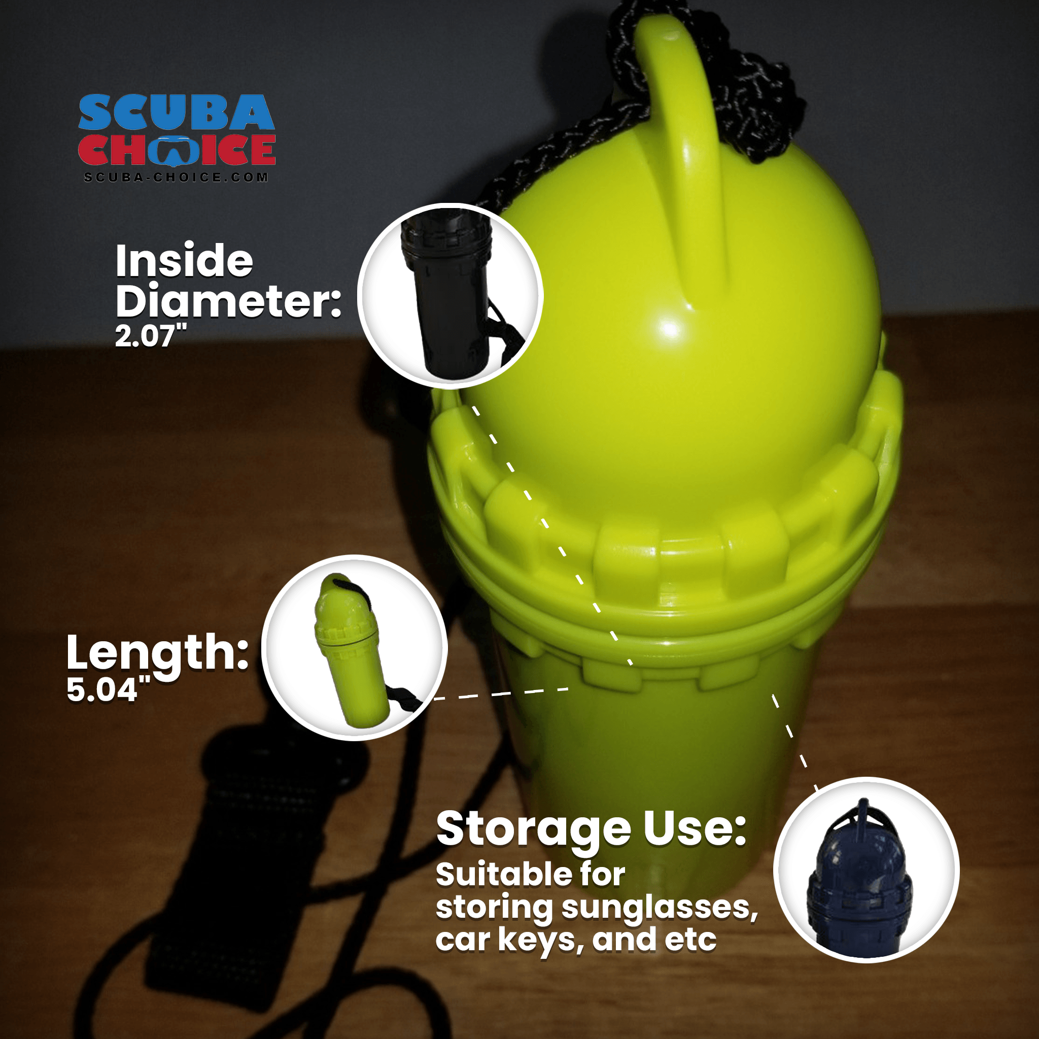 Scuba Diving Snorkeling Waterproof Cylindrical Dry Box with Clip