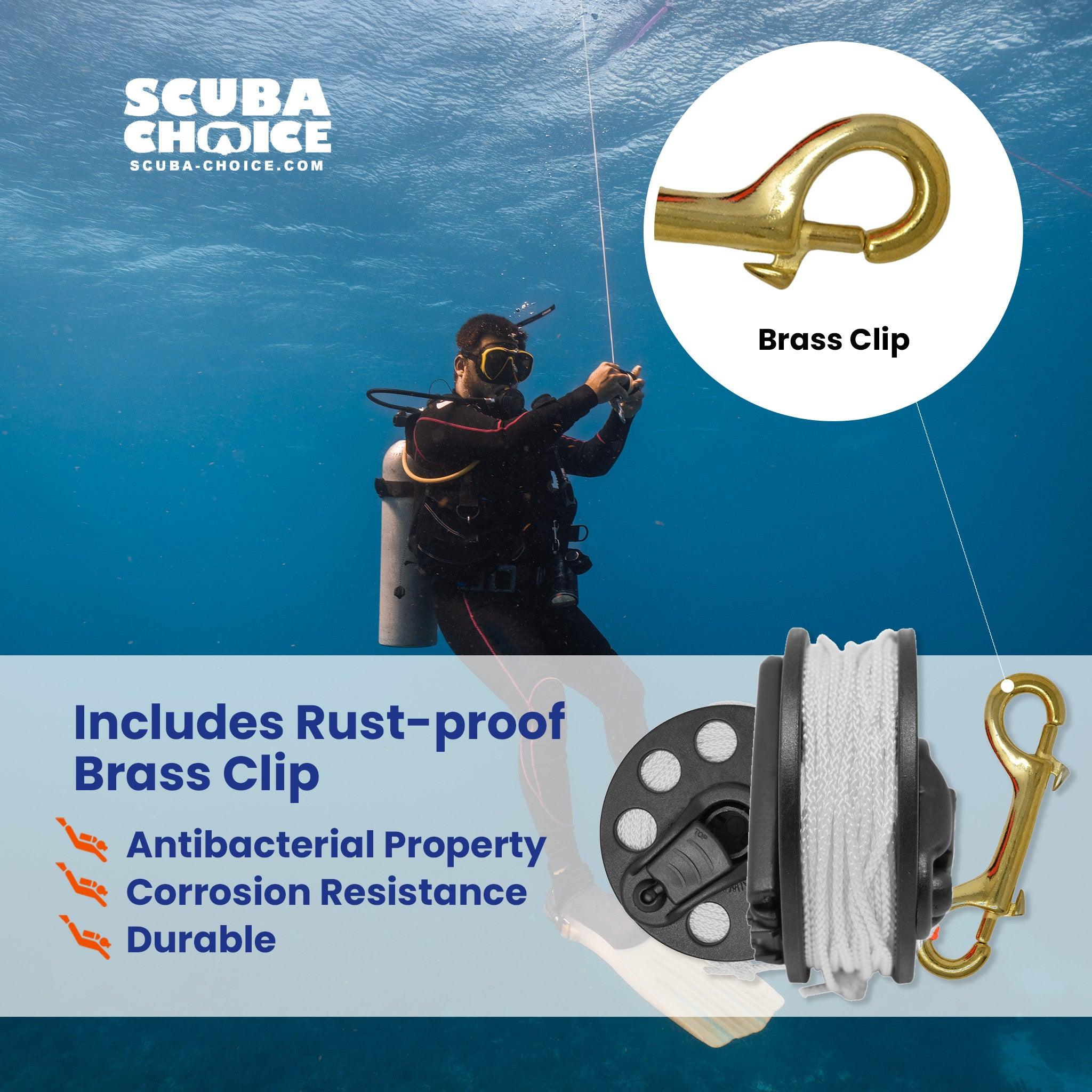 Scuba Diving Dive Compact Finger Spool Reel w/ Plastic Handle 100ft - White Line