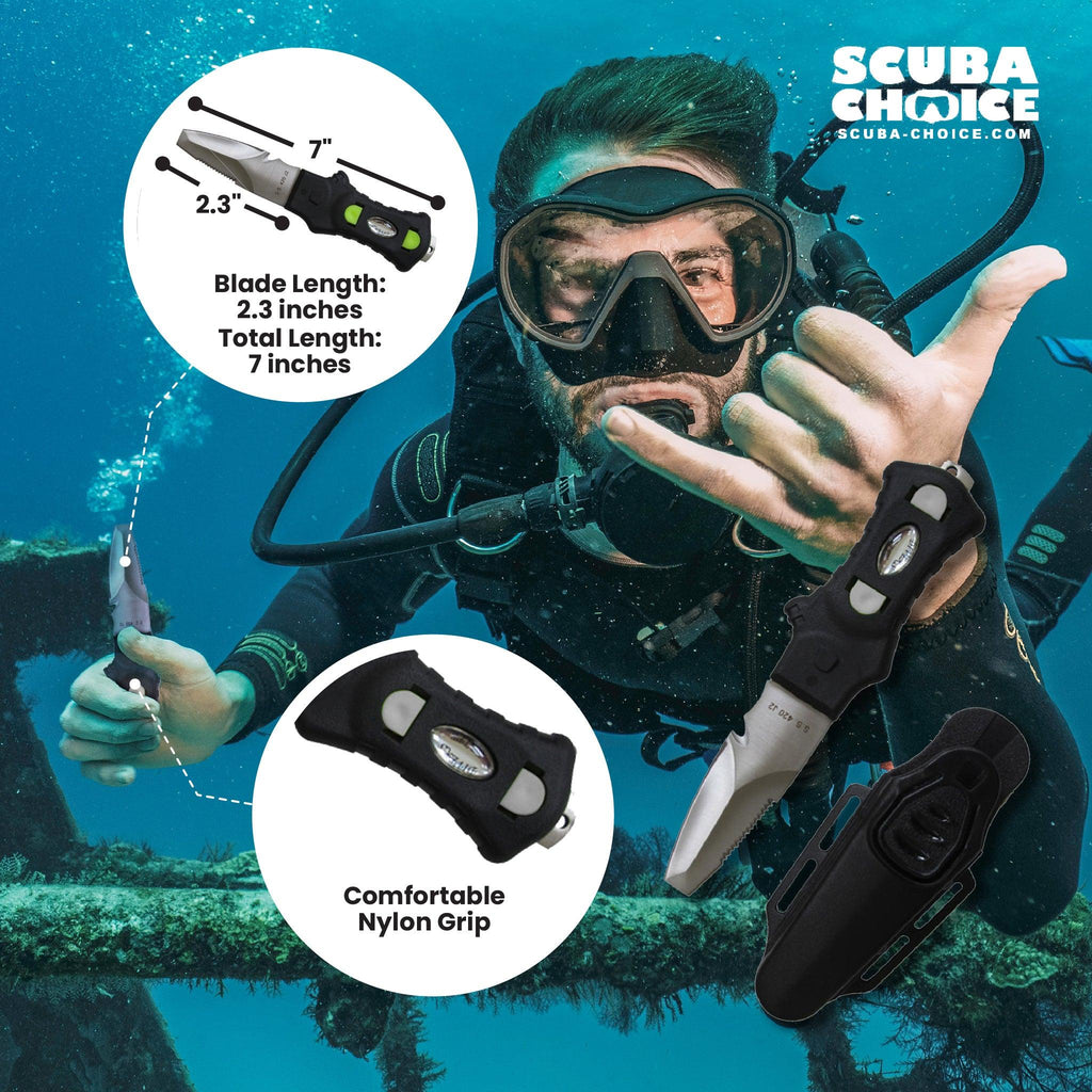 Scuba Diving Compact Black Stainless Steel Blunt Tip BCD Knife