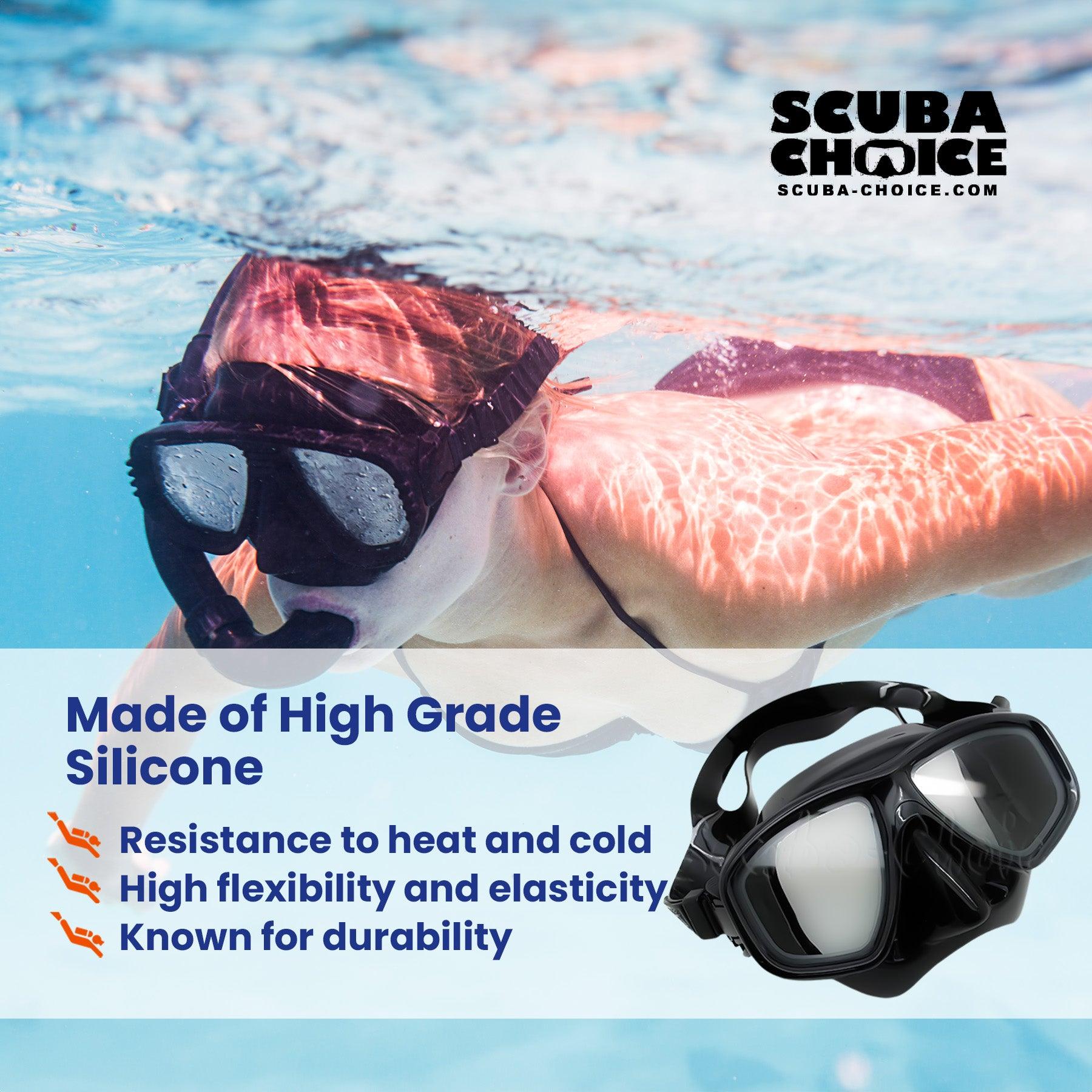 Palantic M36 Solid Black/Black Silicone RX Farsighted Full Lenses Dive/Snorkeling Mask