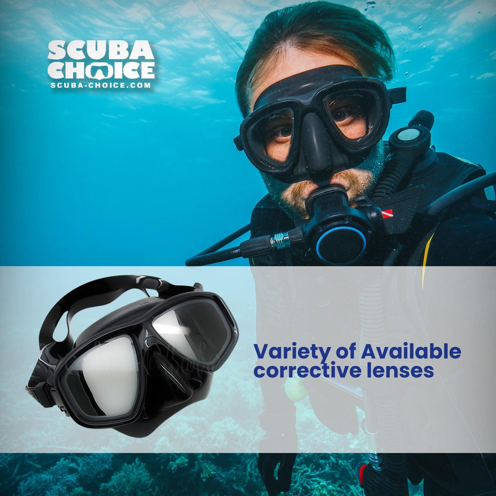 Palantic M36 Solid Black/Black Silicone RX Farsighted Full Lenses Dive/Snorkeling Mask