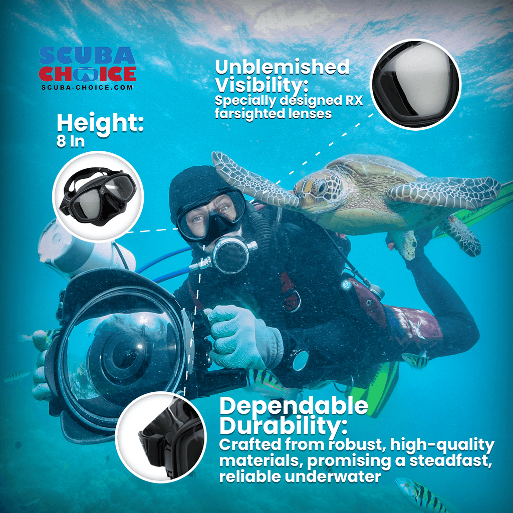 Palantic M36 Solid Black/Black Silicone RX Farsighted Full Lenses Dive/Snorkeling Mask