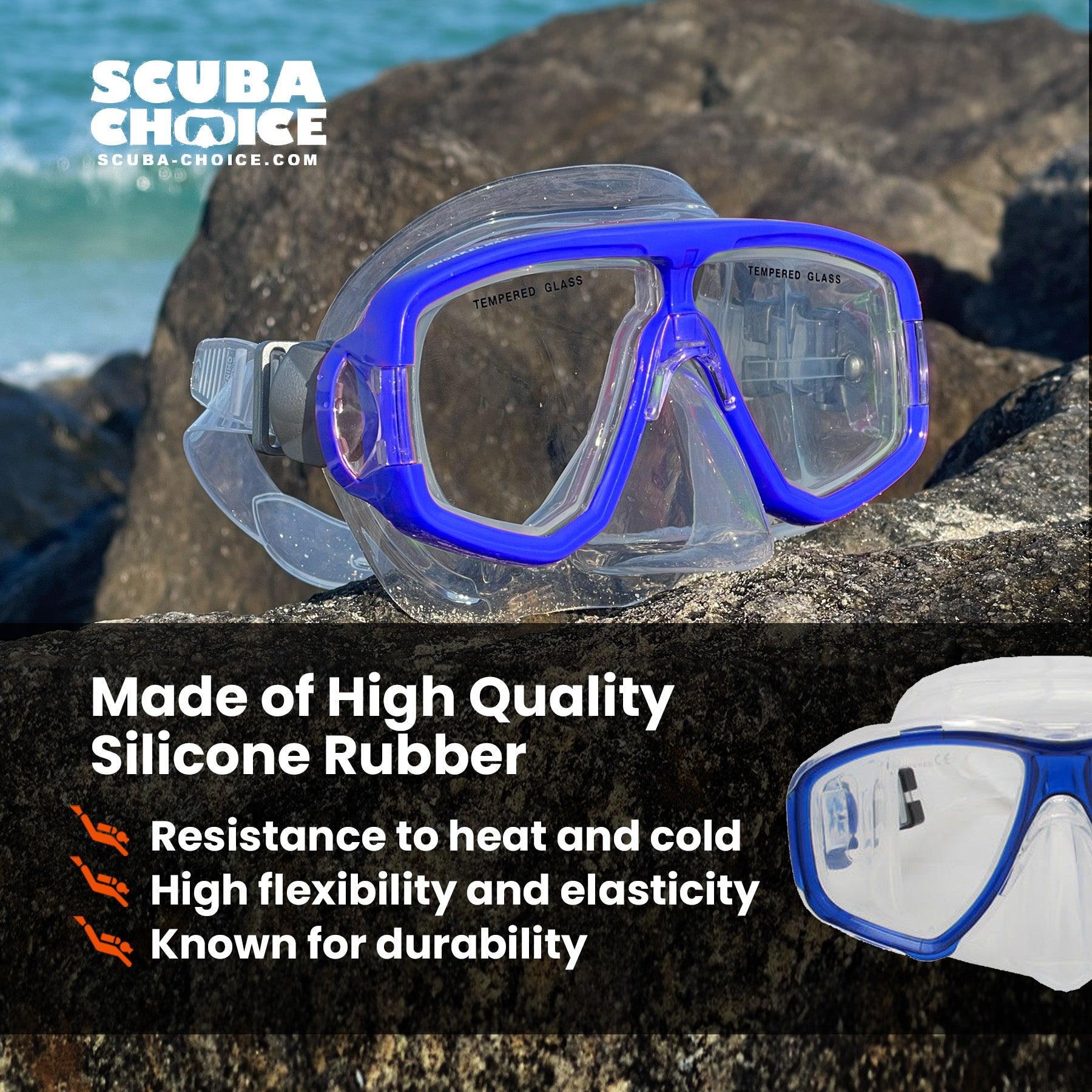 Palantic M36 Translucent Blue/Clear Silicone RX Farsighted Full Lenses Dive/Snorkeling Mask
