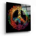 Golden Ornate Paisley Peace Sign Glass Wall Art