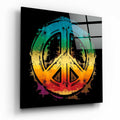 Rainbow Gradient Grunge Peace Sign Glass Wall Art