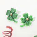Glitter Four Leaf Clover Stud Earrings