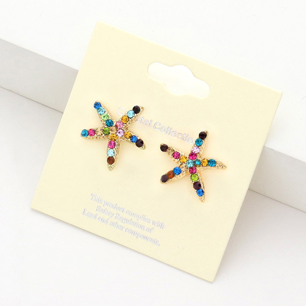 Crystal Starfish Stud Earrings