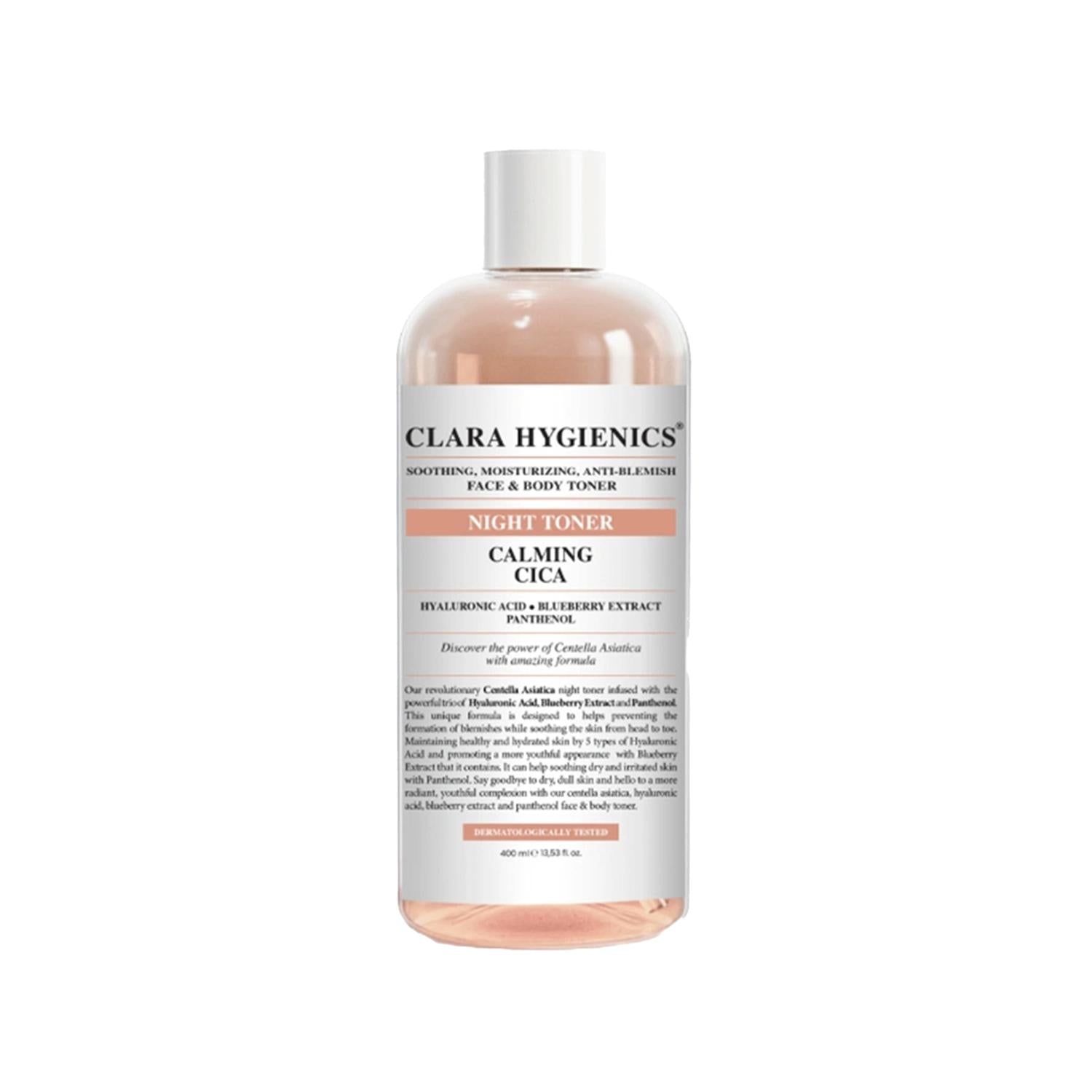 Clara Hygienics Vegan Calming Cica Face and Body Toner for Sensitive Skin - 13.53 fl oz, Hydrating, Spot Correction, Soothing Skincare
