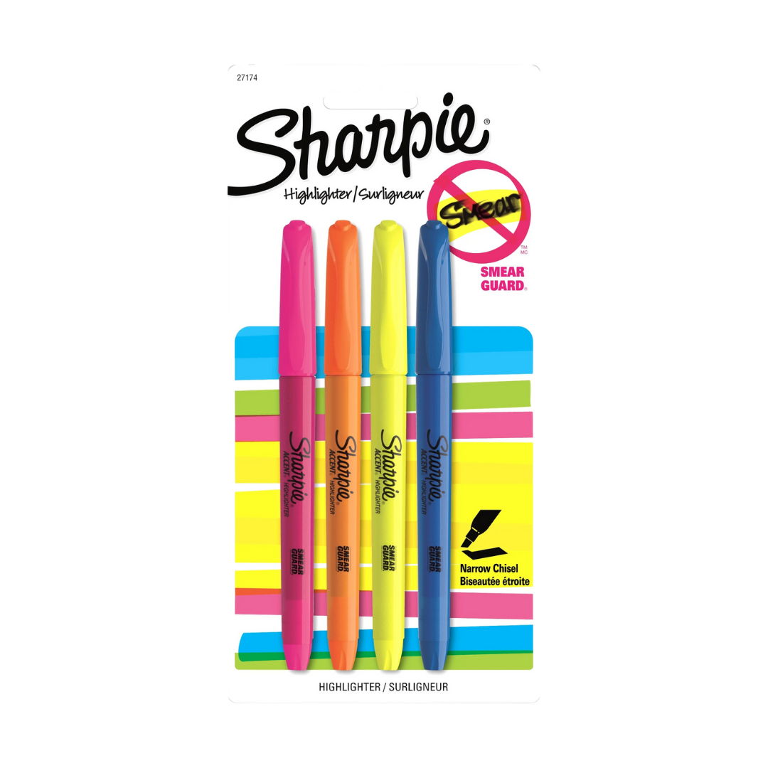 Sharpie Fine Point Highlighters (4?pack, Assorted Colors)