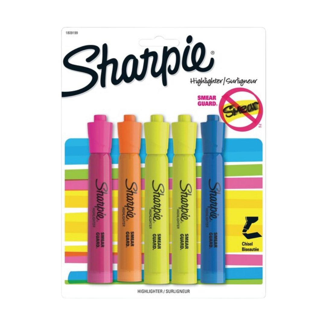 Sharpie Tank Highlighters (5?pack, Assorted Colors)