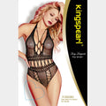 Rhinestone Embellished Cutout Fishnet Halter Bodystocking