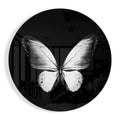 White Butterfly on Black Glass Wall Art