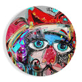 Round Graffiti Face Big Blue Eyes Glass Wall Art