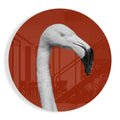 White Flamingo Red Circle Glass Wall Art