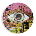 Round Pink Graffiti Scribble Eye Glass Wall Art