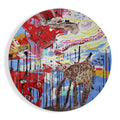 Whimsical Giraffe Graffiti Glass Wall Art