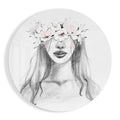 Floral Crown Woman Sketch Glass Wall Art