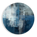 Blue Gray Woven Crosshatch Glass Wall Art