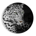 Green Eyed Leopard Circle Glass Wall Art
