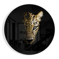 Half Lit Golden Leopard Glass Wall Art