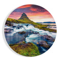 Cone Peak Waterfall Crimson Sky Glass Wall Art