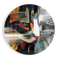 Abstract Painterly Cat Round Glass Wall Art