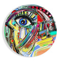 Round Abstract Scribble Eye Face Glass Wall Art