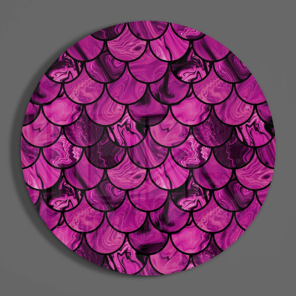 Magenta Marble Fish Scales Glass Wall Art