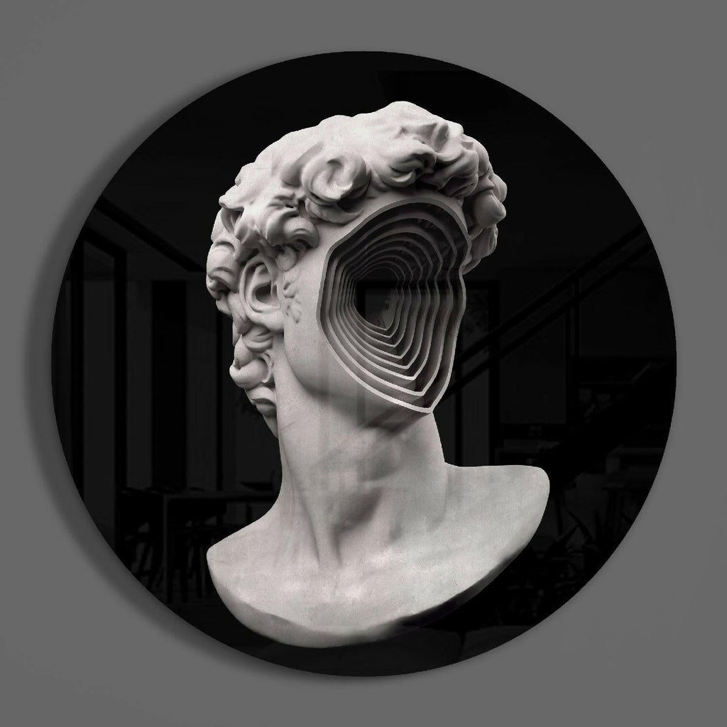 Spiral Face Statue Glass Wall Art