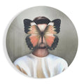 Round Butterfly Face Pastel Portrait Glass Wall Art