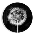 Backlit Dandelion Round Black Glass Wall Art