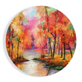 Fiery Fall Trees Riverside Glass Wall Art