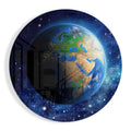Earth From Space Stars Glass Wall Art