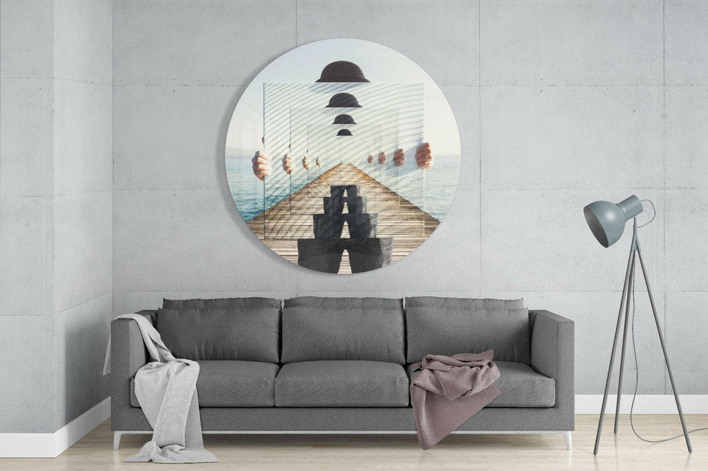 Mirrored Frames Seaside Dock Illusion Glass Wall Art