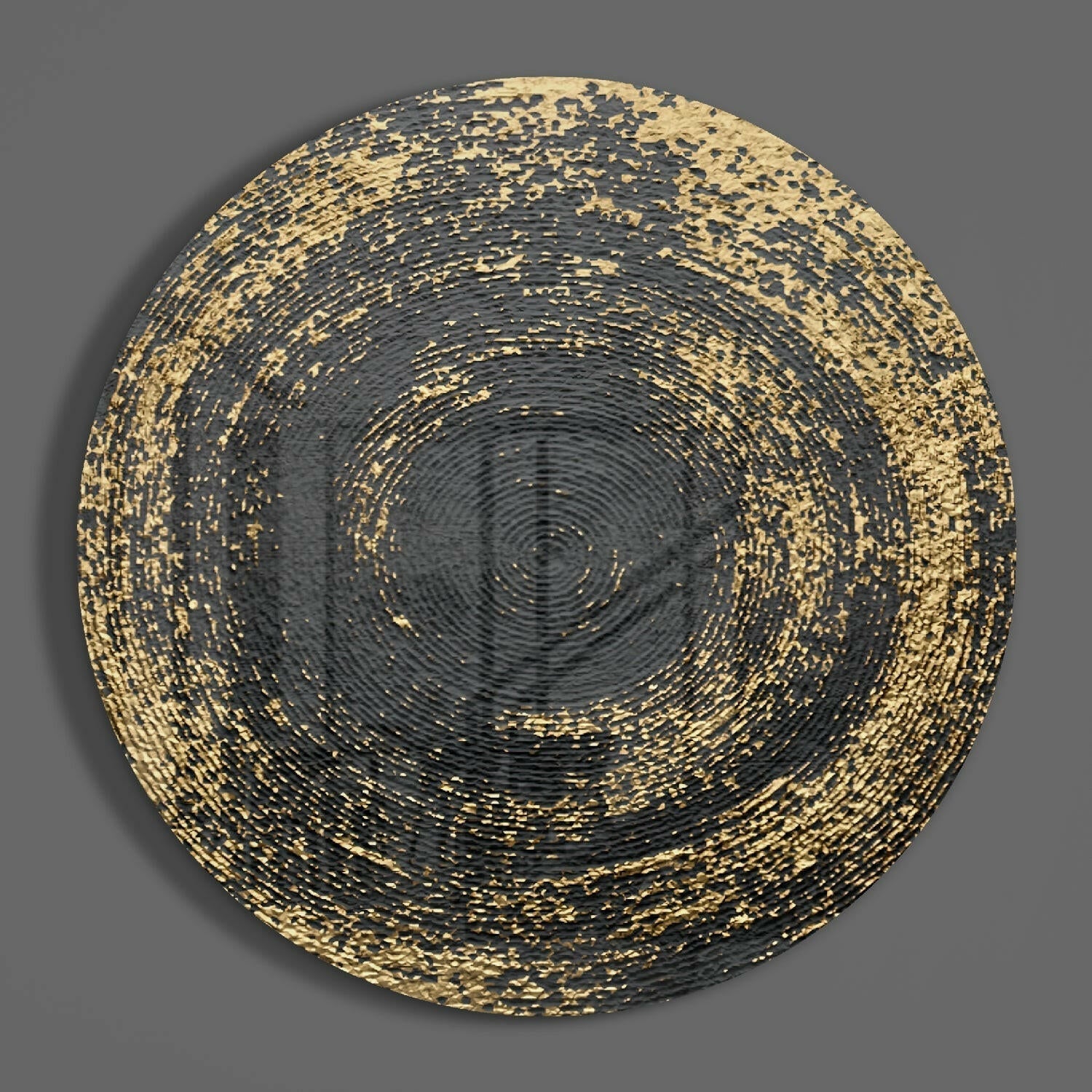 Black Gold Fleck Circle Glass Wall Art
